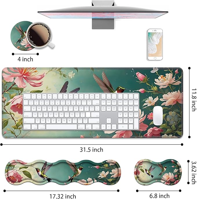 4 in 1 Ergonomic Keyboard Wrist Rest & Mouse Pad Wrist Rest Set, Large XXL - Image 2