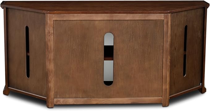 Leick Home Riley Corner TV Stand 60 in, Burnished Oak, Solid Wood, Beveled - Image 4