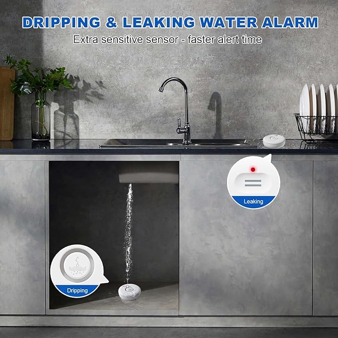 WiFi Water Leak Detectors 5 Pack, 120dB Adjustable Loud Water Leak Sensor - Image 4