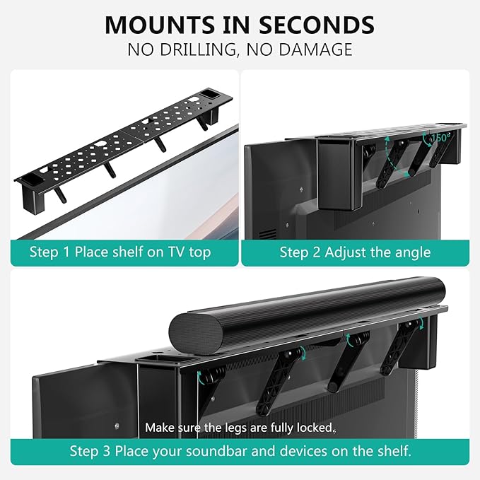 WALI Soundbar Mount – No Drilling TV Top Shelf - Image 2