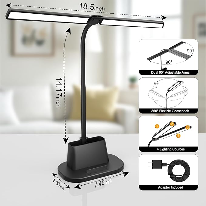 LED Desk Lamp, Eye-Caring Desk Light - Image 4