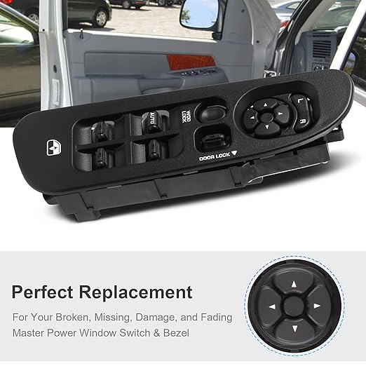 BASIKER Master Power Window Switch and Bezel, Driver Side Window Switch Bezel - Image 2