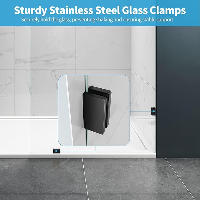 Shower Glass Panel, Frameless Walk in Shower Door - Image 3