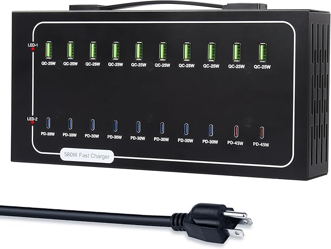 580W USB Charging Station, 20 Port Fast Charging Station by Yoodarmx
