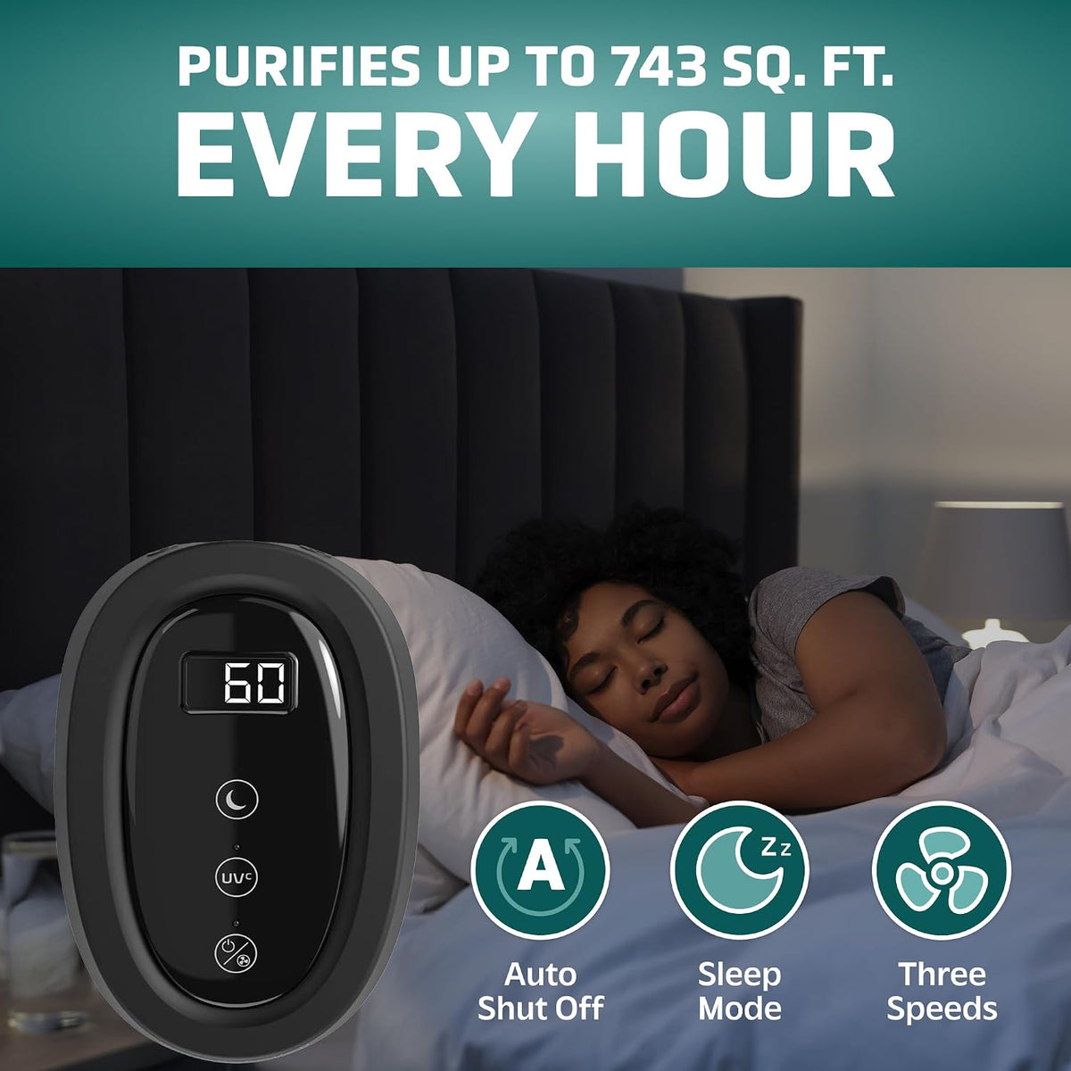 GermGuardian HEPA Air Purifier for Home, Large Rooms Up To 743 Sq. Ft.