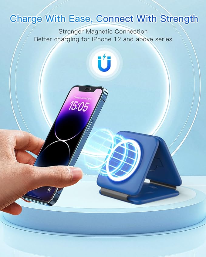 Iseyyox Charging Station for Apple Devices - 3 in 1 Magnetic Foldable Wireless - Image 7