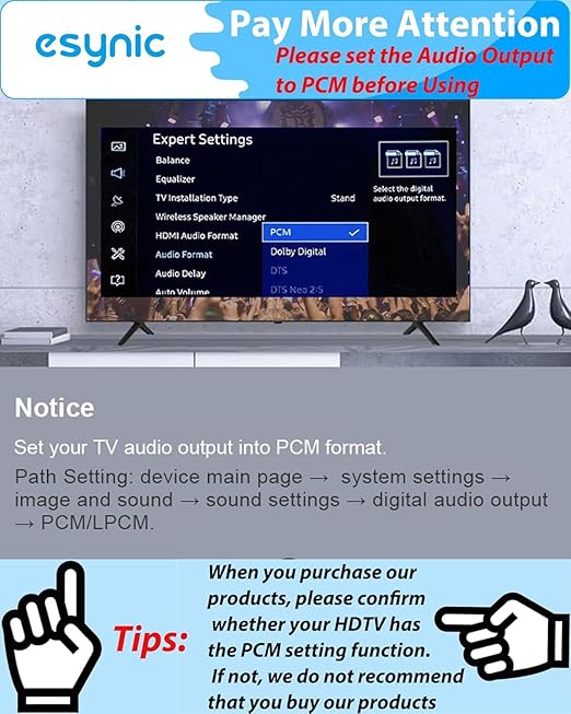 eSynic Portable Optical to RCA Adapter-7 FT Long-Built-in DAC Chip-Easy to - Image 3