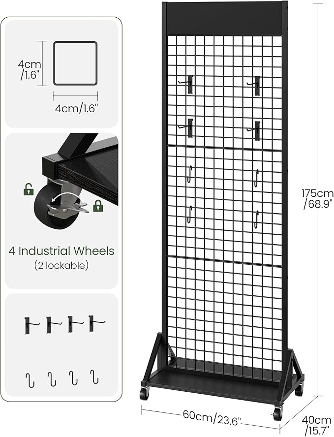 CHOEZON Grid Wall Panel, 2’ x 5.7’ Ft Floor Standing Gridwall Display Rack - Image 6