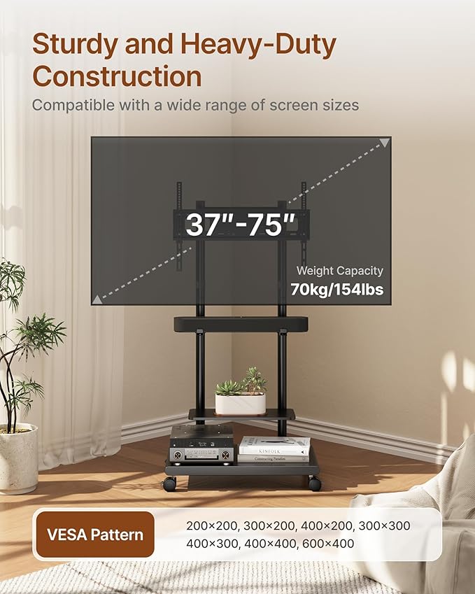 ECOTINY Steel Base Rolling TV Stand - Image 7