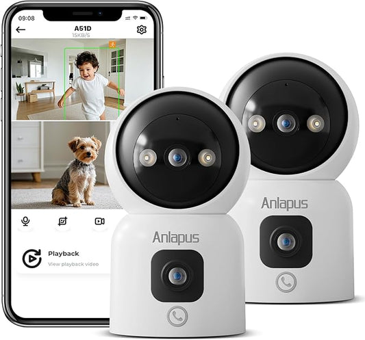 Anlapus 2 x A51D 4MP Dual Lens Indoor Security Camera, Motion Detect, Auto Track by Anlapus