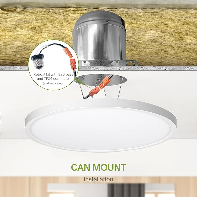 ASD LED 12" Round Flush Mount Ceiling Light Fixture, Low Profile Surface - Image 8