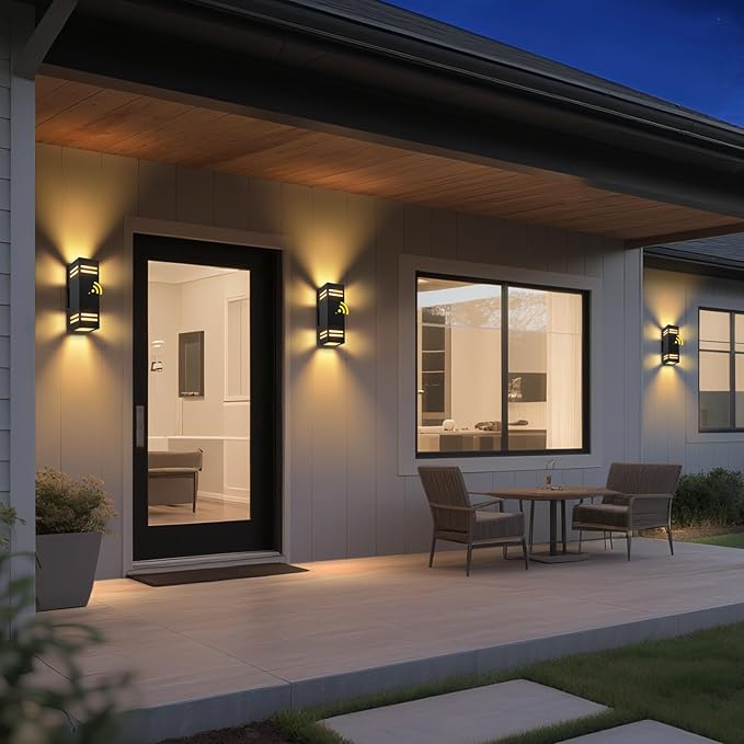 MZLITI Dusk to Dawn Outdoor Wall Light 2 Pack, Modern Exterior Lighting Fixtures - Image 2
