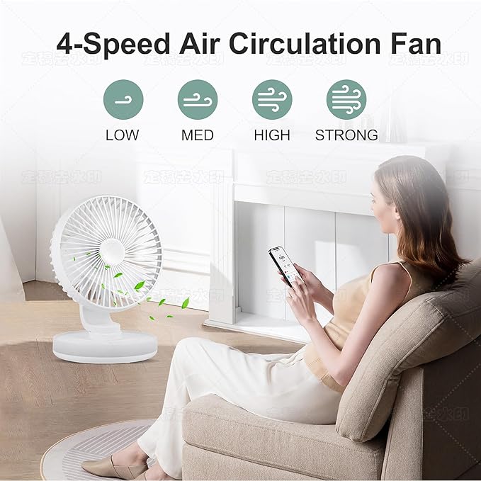 MAWFOZIN Small Desk Fan With Night Light, Auto Oscillating Table Fan With - Image 3