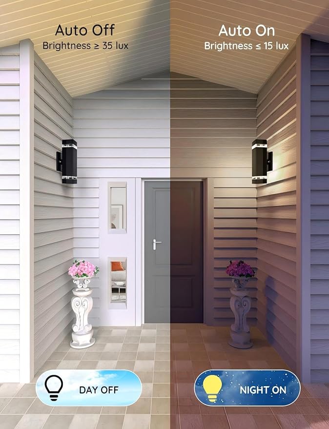 rosykite Motion Sensor Outdoor Wall Lights, Dusk to Dawn Exterior Light Fixtures - Image 7