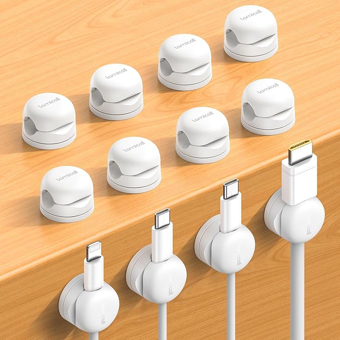 Lamicall 12Pack Rotatable Cord Organizer, Office Desk Nightstand Accessories by Lamicall