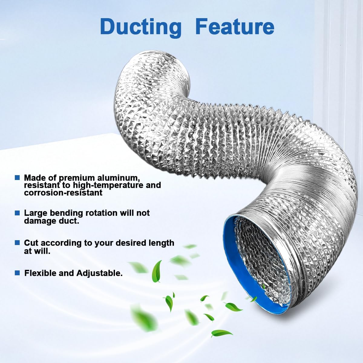 Dryer Vent Hose 4 inch 16 feet - Flexible Insulated Air Ducting Vent Hose for Tight Space Aluminum Foil Dryer Exhaust Hose with 2 Clamps for HVAC System