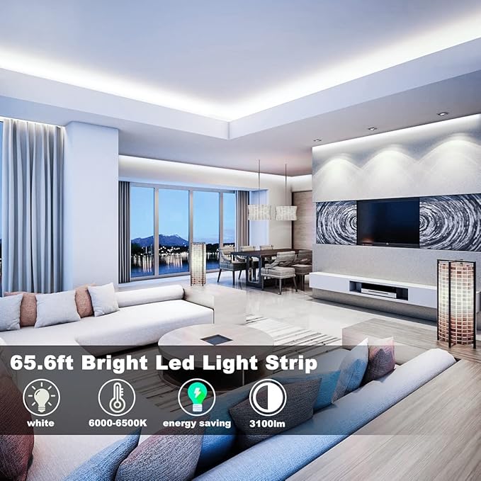 MY BEAUTY LIGHT LED Strip Lights White, 65.6ft Dimmable LED Light Strip - Image 2