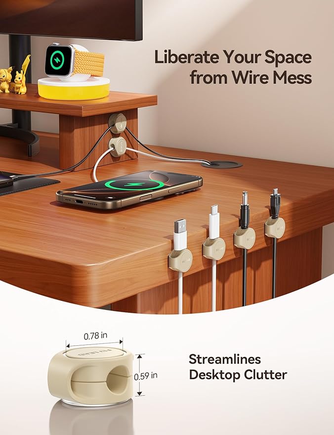 8-Pack Cord Organizer Magnetic Silicone Cable ClipsDesk Cable Management - Image 6
