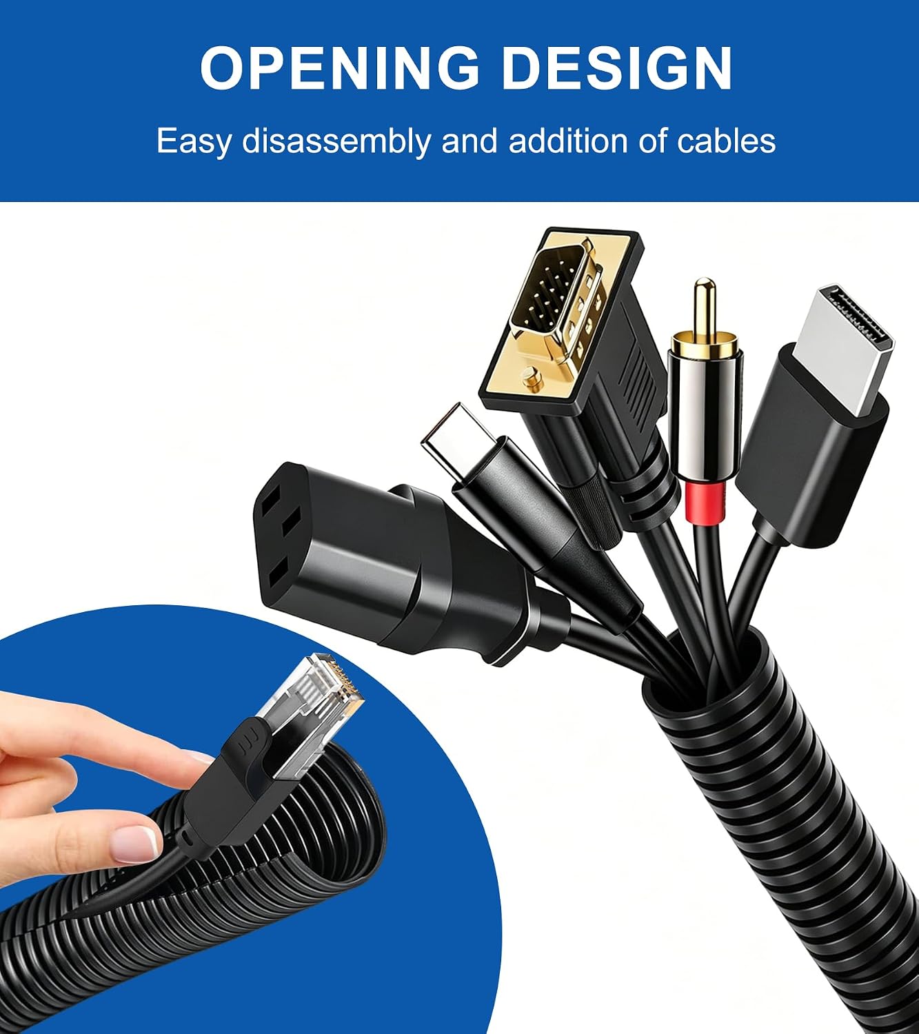 3/5" Wire Loom,Cable Sleeve for Cats, Dogs, Rabbits (3/5" x20 FT - Black) | Open slit,100% new Polypropylene,-22°F to 257°F,cord protectors from pets no chew,wire covers