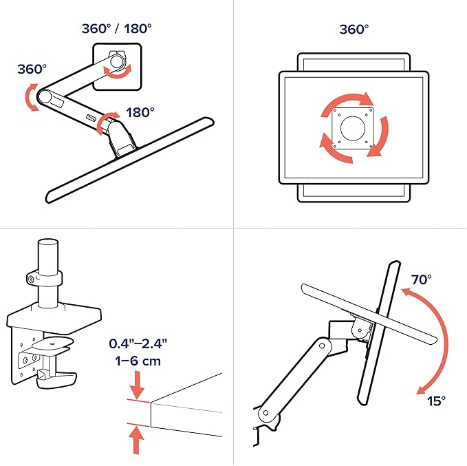 Ergotron – Upgraded LX Pro Premium Monitor Arm, Single Monitor Desk Mount – - Image 7