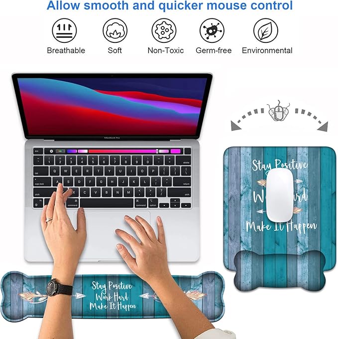 Keyboard Wrist Rest and Mouse Pad Wrist Support Set, Inspirational Quote Stay - Image 4