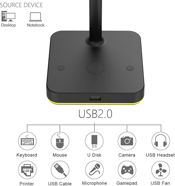 KAFRI RGB Headphone Stand with USB Hub Desk Gaming Headset Holder Hanger Rack - Image 3