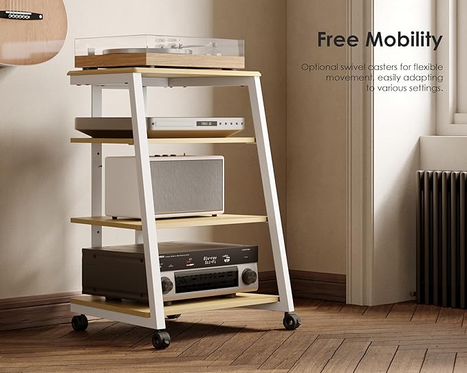 FITUEYES Design 4-Tier AV Media Stand Corner Shelf Stand Wooden Corner Shelves - Image 7