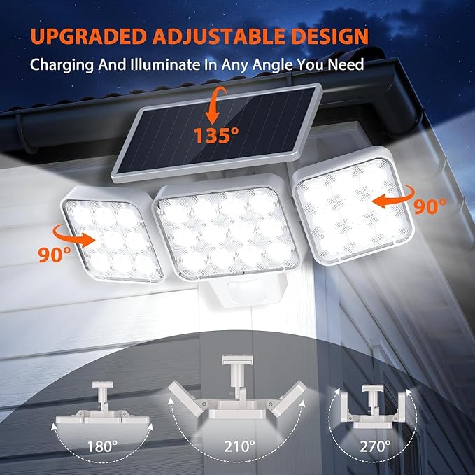 WdtPro Solar Lights Outdoor Motion Sensor 4Pack, 3500LM Bright Solar Flood - Image 2