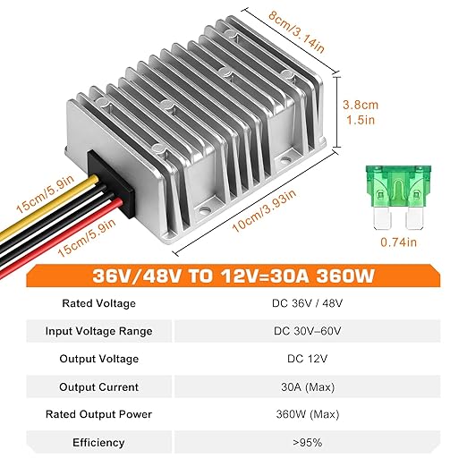 36V 48V to 12V Converter 30A 360W Waterproof DC-DC Step Down Voltage Regulator - Image 6
