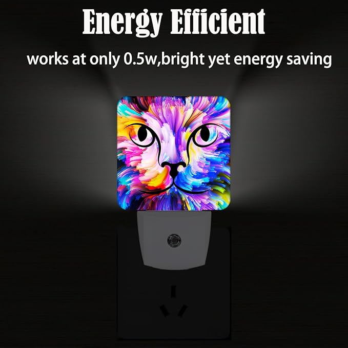 FSHVQKD Colorful Cat Face Night Light, Plug Into Wall Decor - Image 4