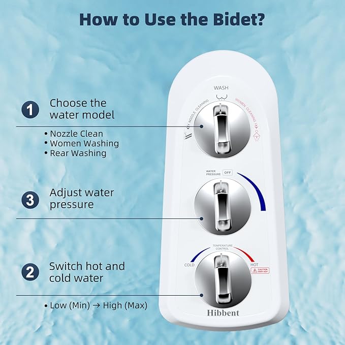 Hibbent Bidet Attachment for Toilet, Self Cleaning Dual Nozzle, Hot & Cold - Image 9