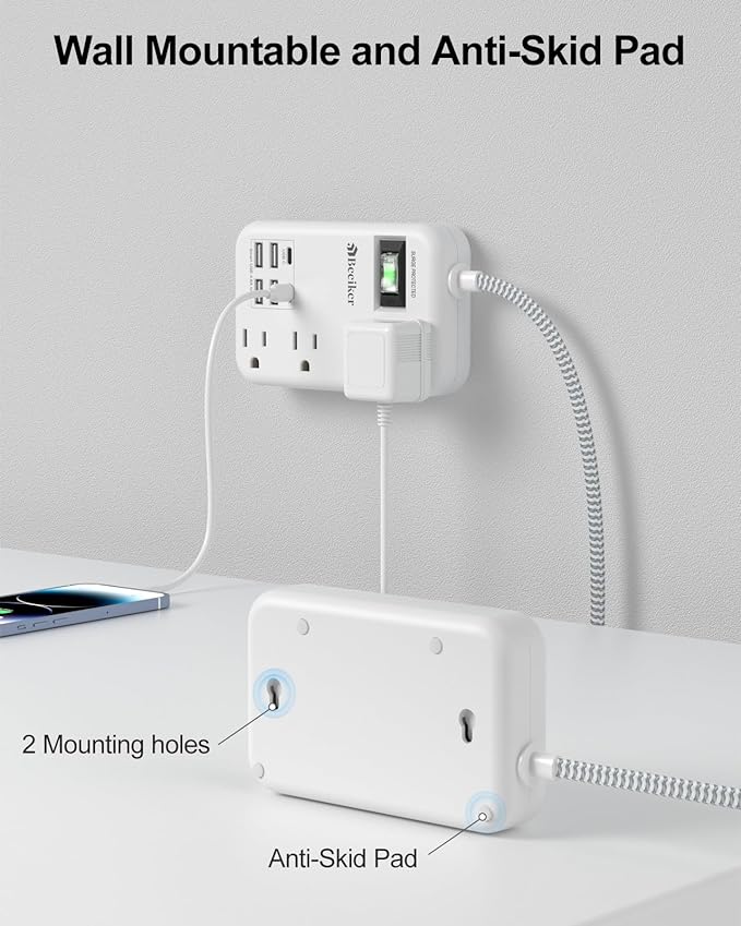 6 USB Surge Protector Power Strip- 15 Ft Extension Cord - Image 7