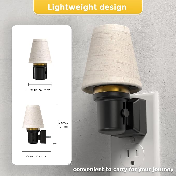 L LOHAS LED Night Lights Plug into Wall, 2 Pack Linen Fabric Round Platform - Image 4