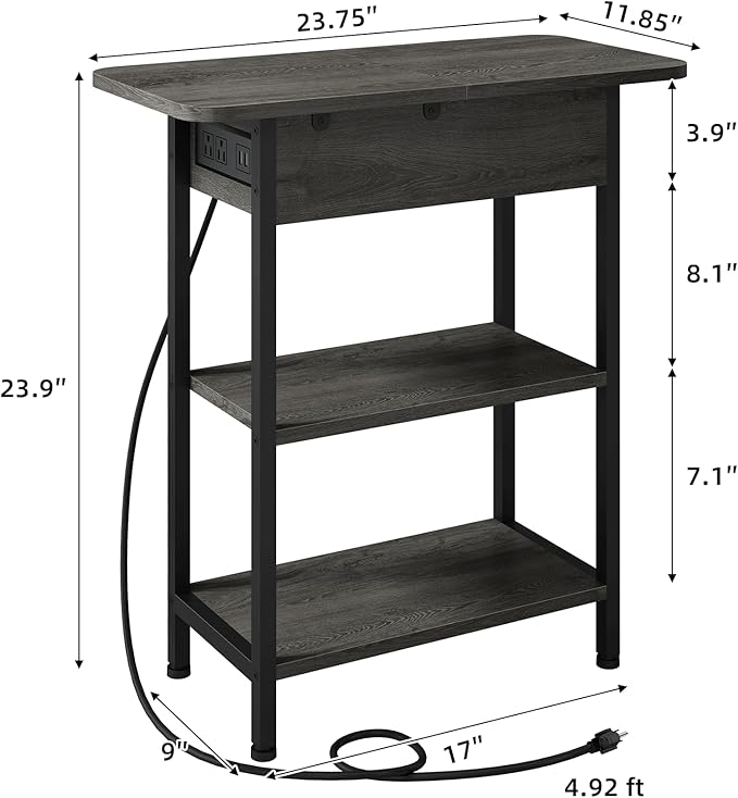 LIDYUK End Table with Charging Station, Flip Top Side Table with USB Ports and - Image 3