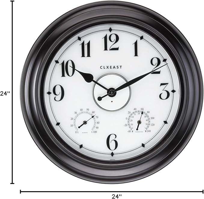 CLXEAST 24 Inch LED Self-Illuminated Outdoor Metal Clocks Waterproof, Large - Image 10