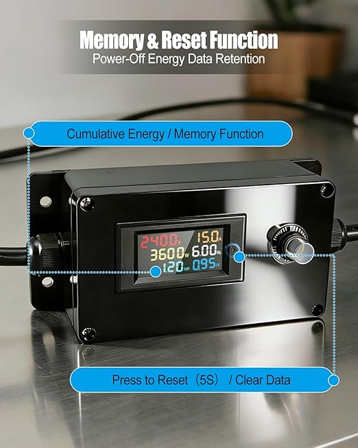 20A AC Power Meter, 250V N6-20P to N6-20R Outlet Energy Monitor, LCD Display - Image 6
