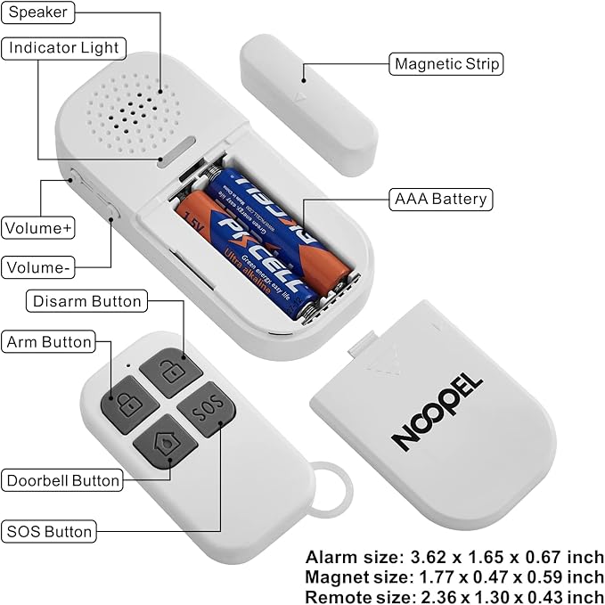 Door Alarms for Kids Safety, 2 Pack 130dB Window Sensor Pool Alarms When Opened - Image 4