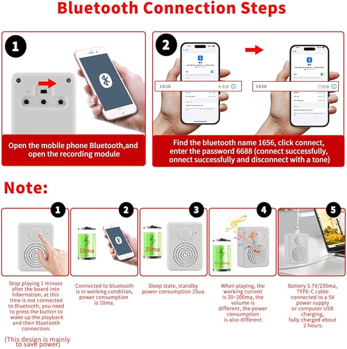 Voice Recorder Box, Support Bluetooth & MIC Recording Audio Box, 16MB Sound - Image 6