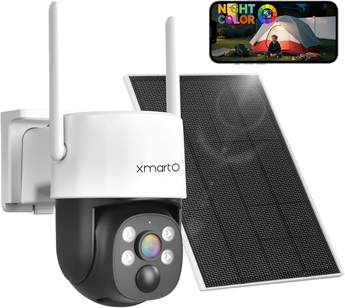 XMARTO Super HD Solar Powered Wire-Free Home PTZ Security Camera Wireless by xmartO