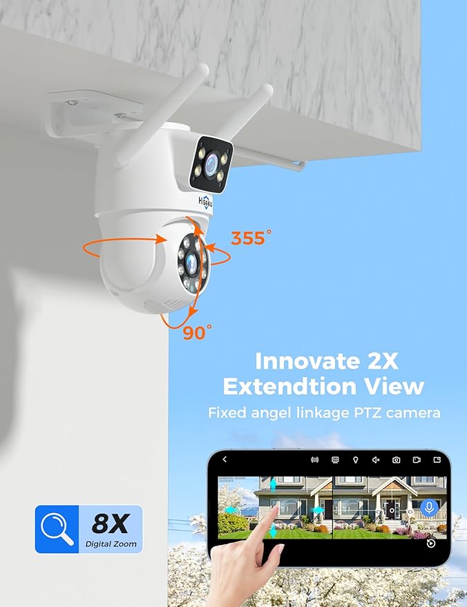Hiseeu 2 Pack Wireless Security Camera 5G/2.4G WiFi Dual Lens PTZ Camera - Image 6