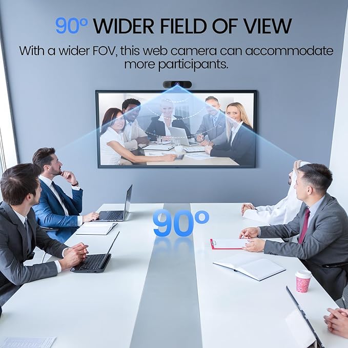 EMEET 1080P Webcam with Microphone, C960 Web Cam, 2 Mics, 90° FOV, USB Type-A & - Image 4