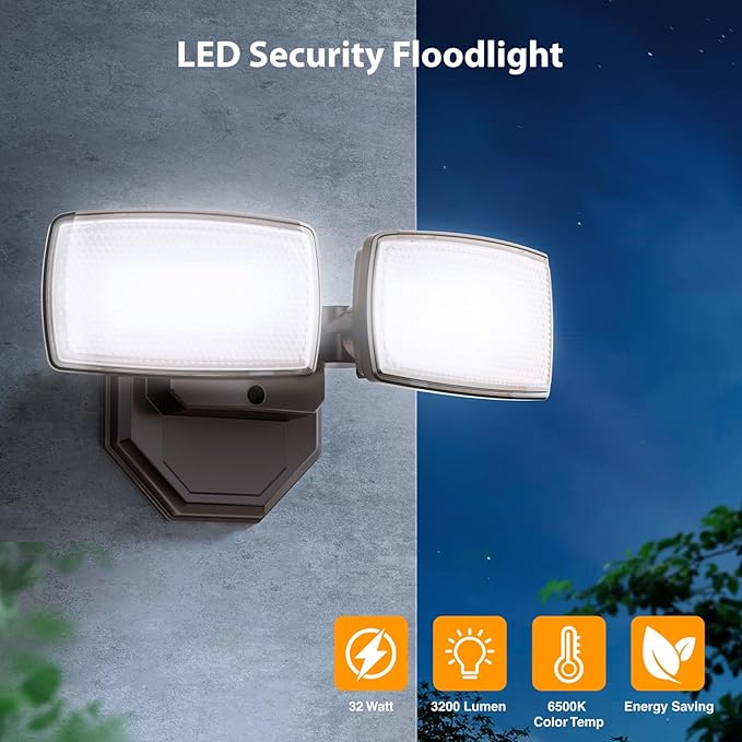 Onforu 3200LM Flood Lights Outdoor, 32W 6500K LED Security Light Switch - Image 3