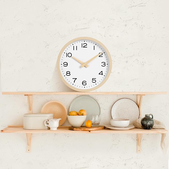 AKCISOT Wall Clock 12 Inch, Boho Office Wall Clocks Battery Operated Non Ticking - Image 8