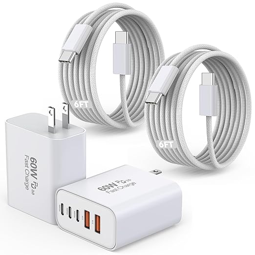 iPhone 17/16 Fast Charger Block, 2 Pack 60W USB Charging Block 5-Port Charge by Articona