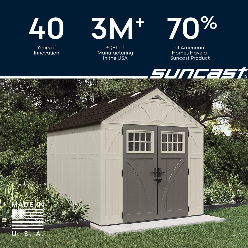 suncast 8x10 ft. outdoor storage shed - large, front angle view