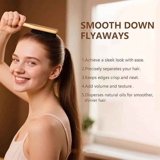 SWEET VIEW Boar Bristle Slick Back Hair Brush - Image 4