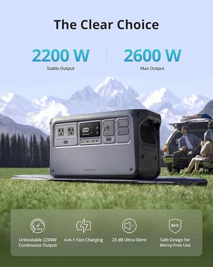 DJI Power 1000 Portable Power Station, 1024Wh LiFePO4 Battery, 2200W AC/140W - Image 2