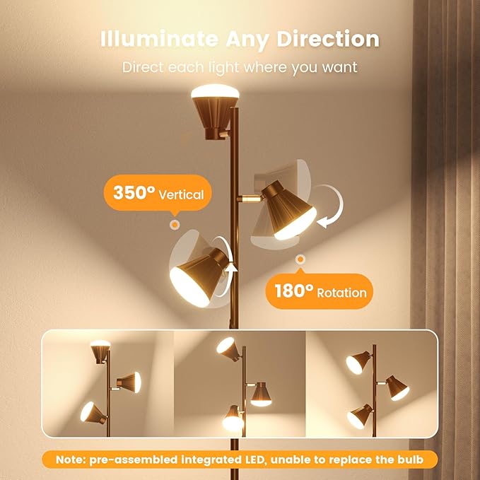 SIBRILLE 36W LED Tree Floor Lamp, Dimmable Tall Standing Lamp - Image 5