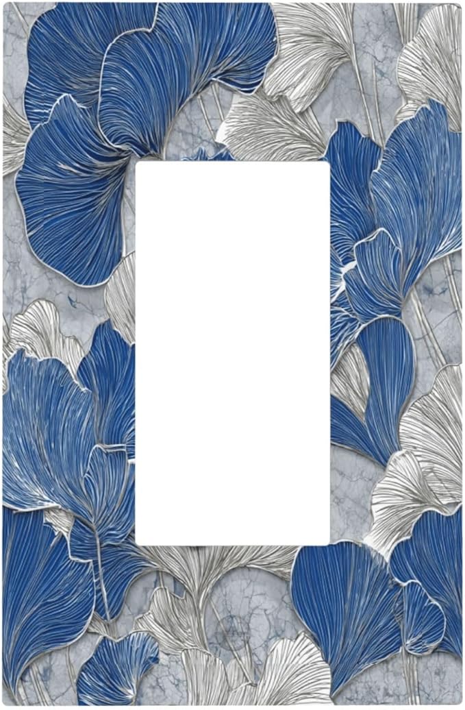 Bvtewkhz Abstract Blue Marble Plant Leaves 1 Gang Single Rocker Decorative - Image 2
