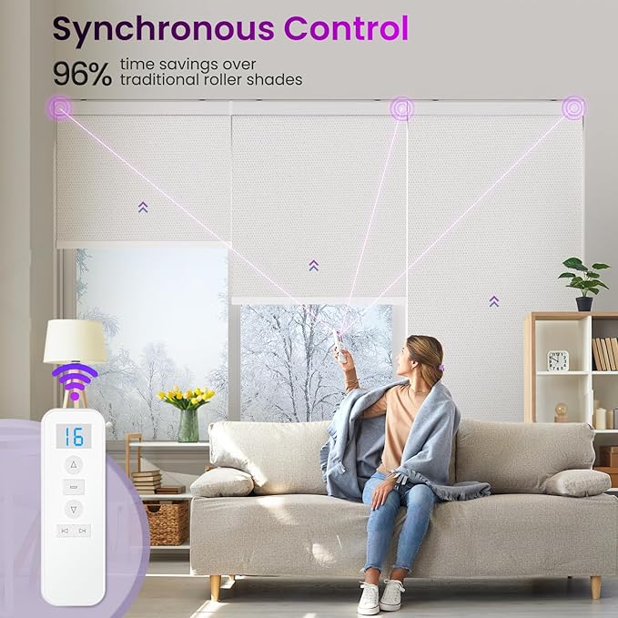Astomi Motorized Roller Shades for Windows, Effortless Remote & Voice Control - Image 3